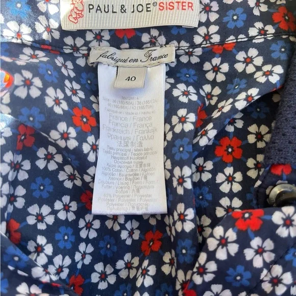 Paul & Joe SISTER Navy Red White Floral Button-Front Dress - Picture 10 of 12